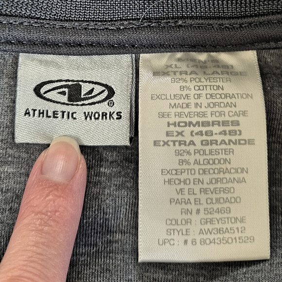 Athletic Works Mens sz XL Black Track Jacket with White and Gold Stripes - Picture 6 of 6